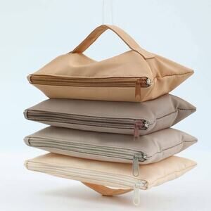 Flexible  Accordion Nylon Toiletry Cosmetic Travel Bags Neutral